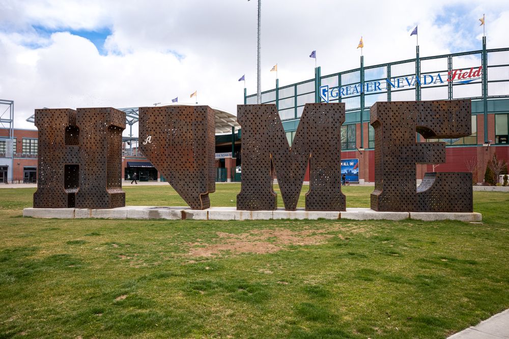 'HOME' sculpture at Greater Nevada Field