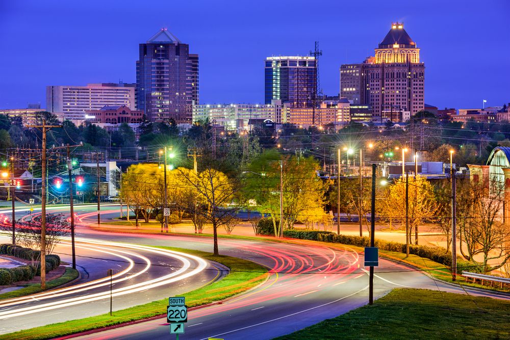 Night lights of Greensboro
