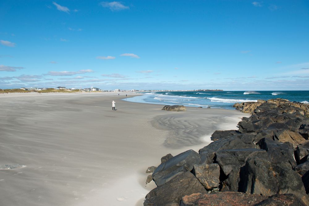 View of the clean sand of Hampton Beach State Park