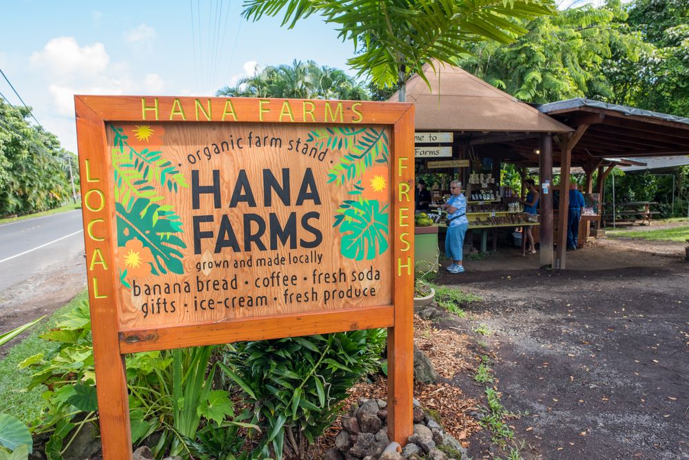 Sign post of Hana Farms