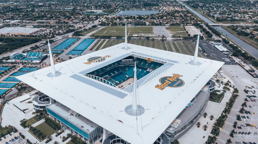 Bird's eye view of the Hard Rock Stadium in Miami Gardens