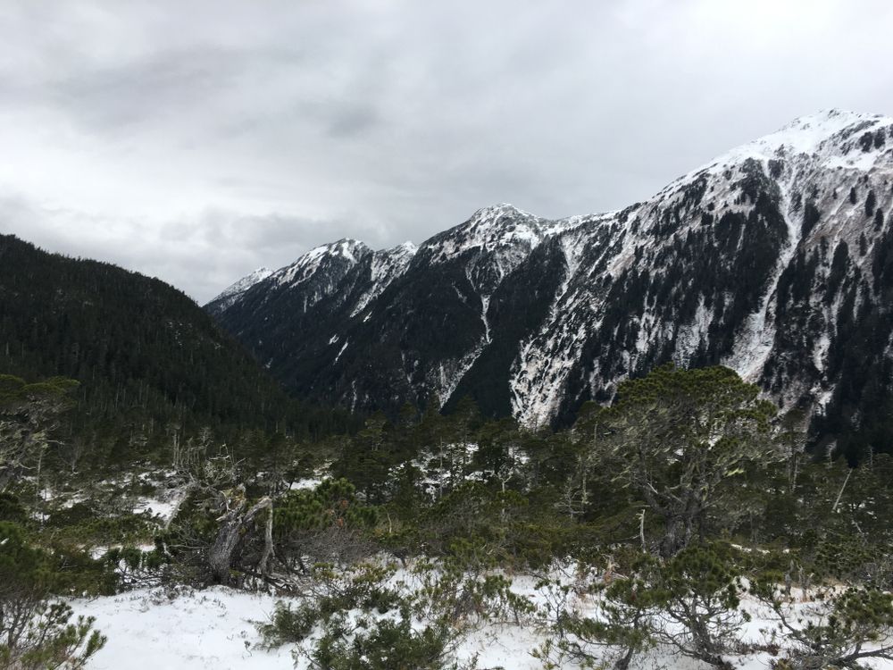 Snow capped mountain at Herring Cove Trail