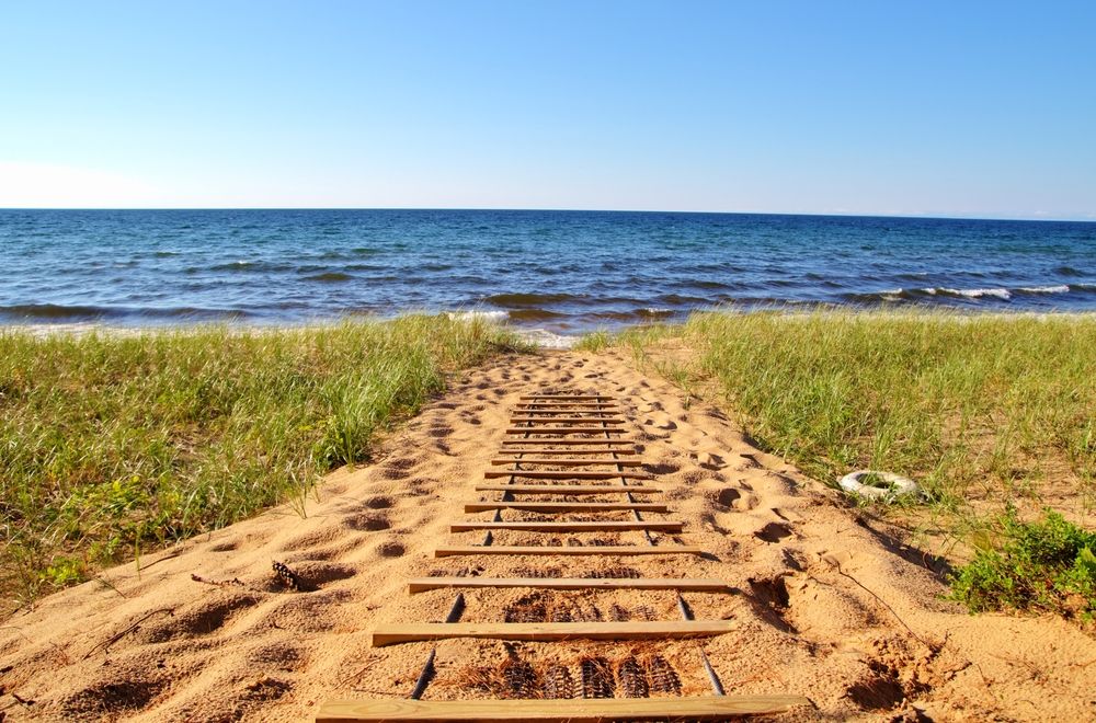 Trail leading to the waters of Hiawatha National Forest 
