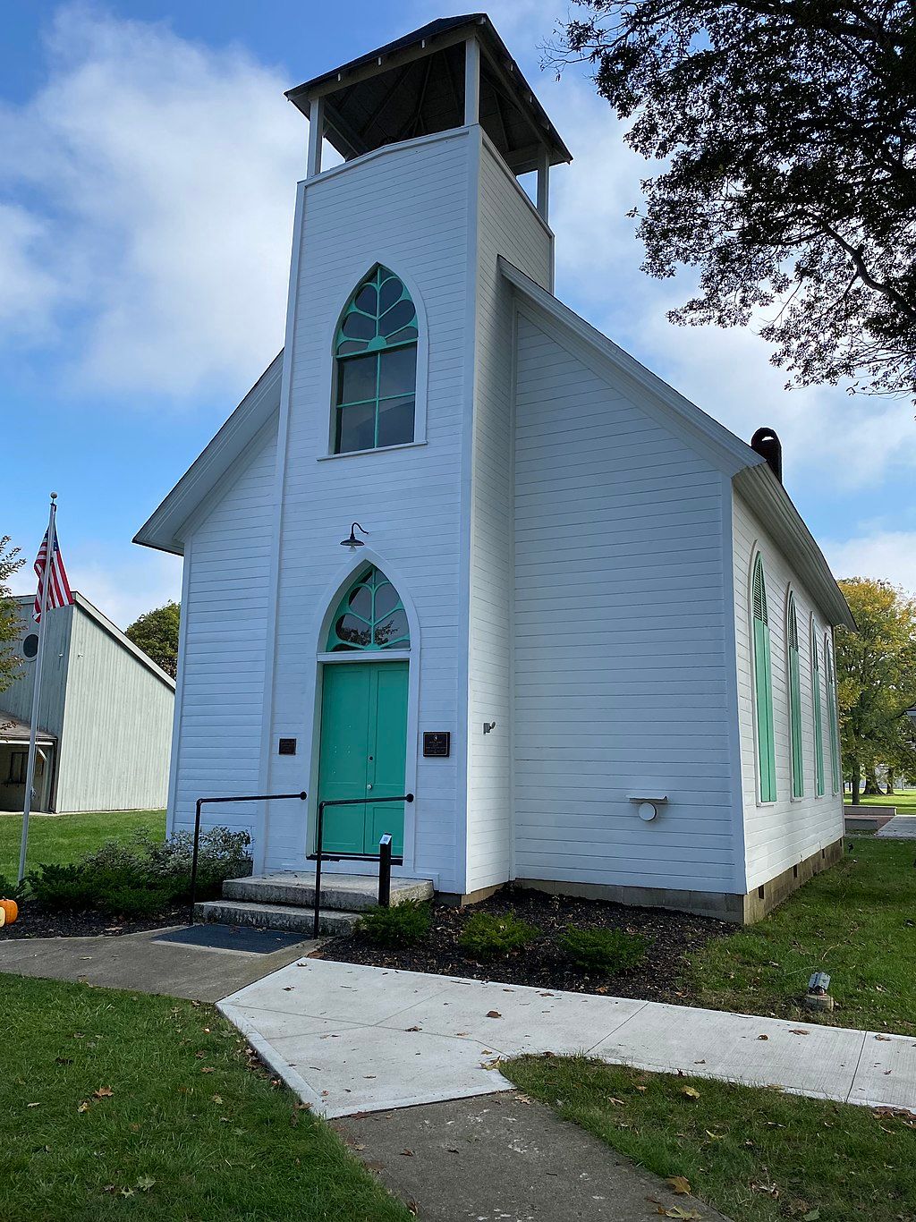 Exterior of a church at Hilliard Historical Village