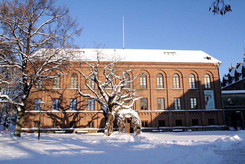 Exterior of the snow covered Historical Museum at Lund University
