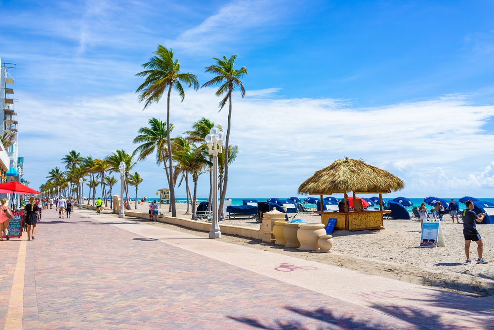 Stunning view of Hollywood Beach Boardwalk