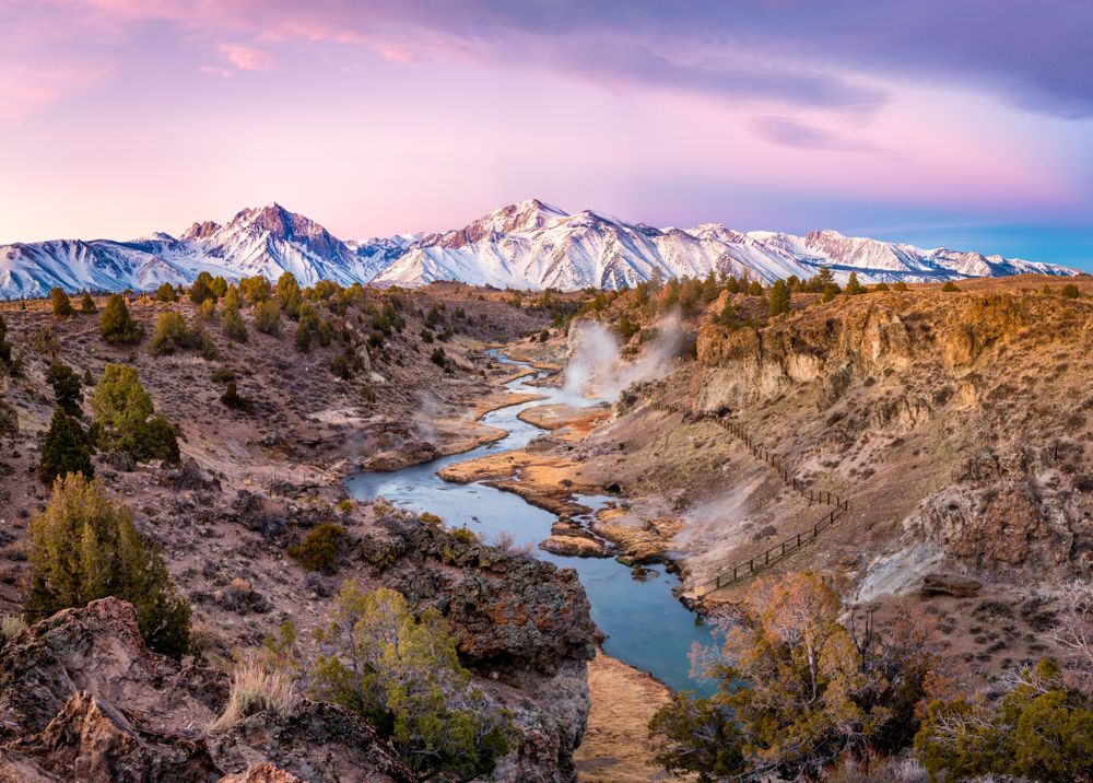 Scenic view of Hot creek Geological Site