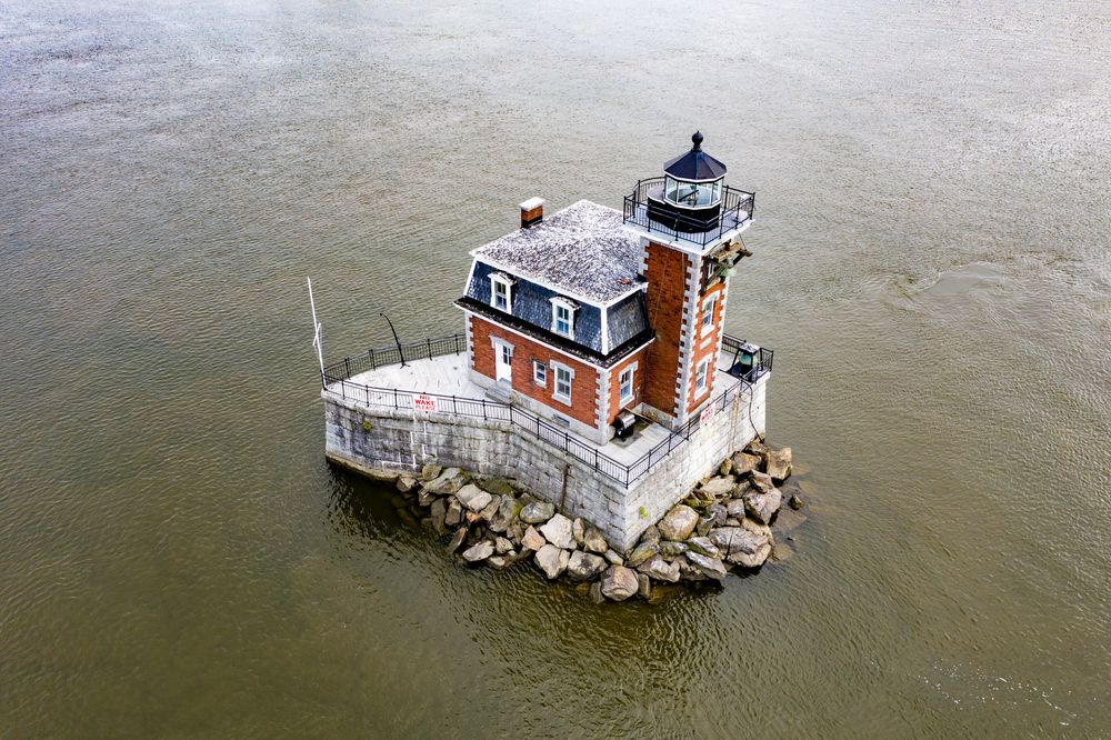 Aerial view of Hudson-Athens Lighthouse