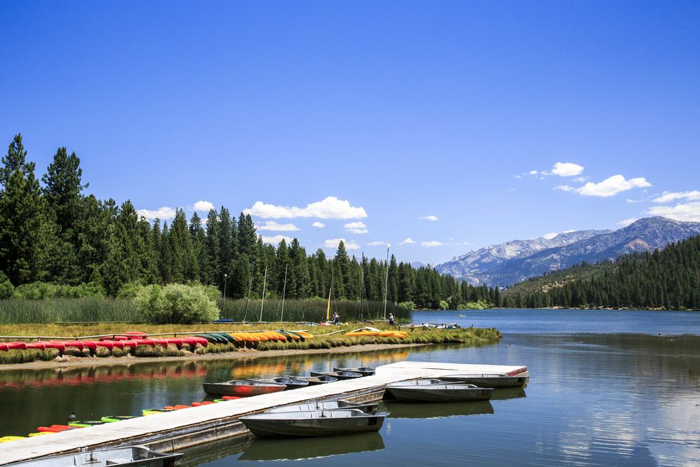 Boats docked at Hume Lake