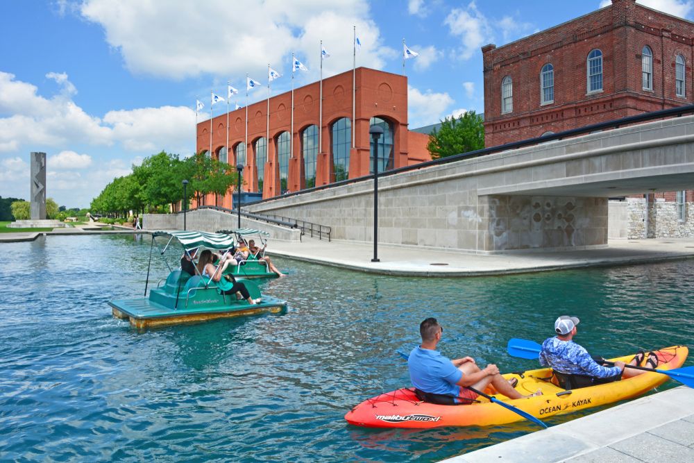 Visitors boating at the Indianapolis Canal Walk
