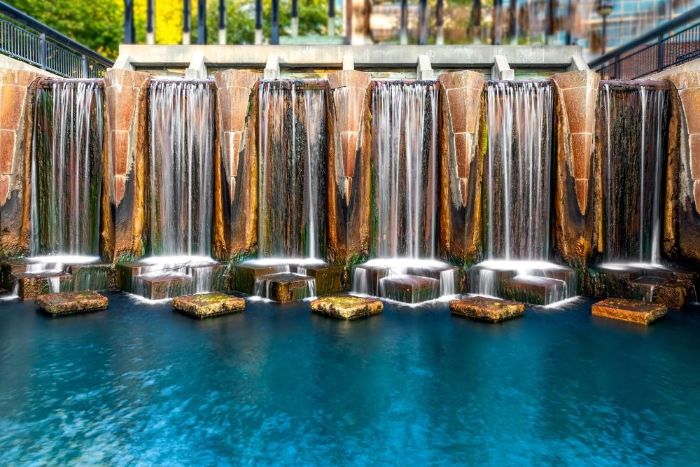 Artificial waterfall at the Indianapolis Canal Walk