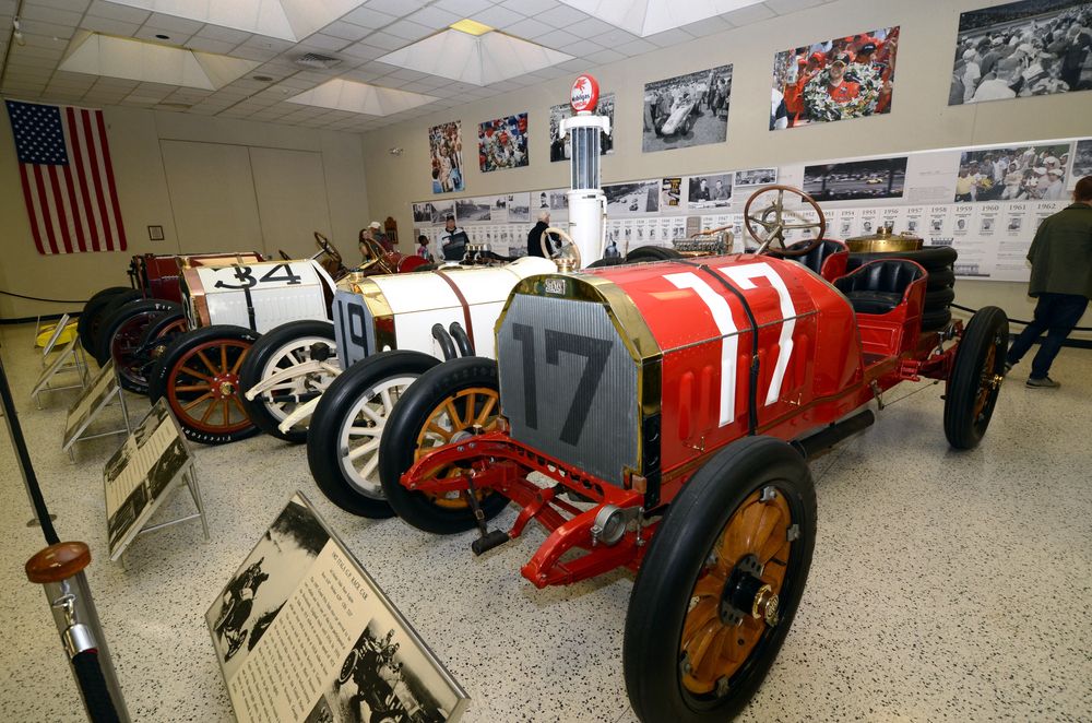 Vintage cars exhibited at Indianapolis Motor Speedway Museum