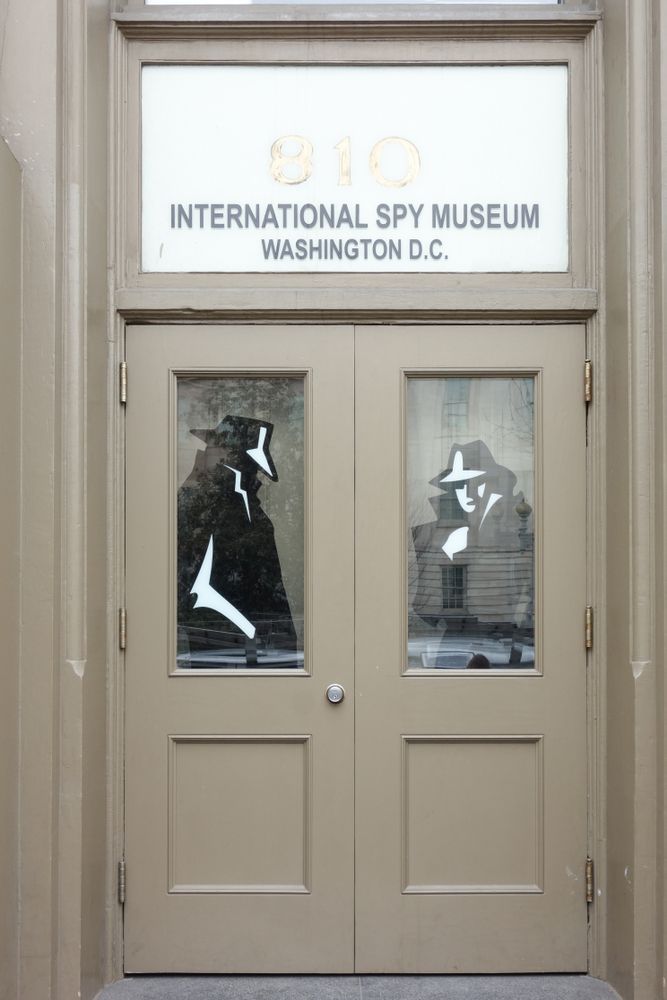 Spy themed door at International Spy Museum