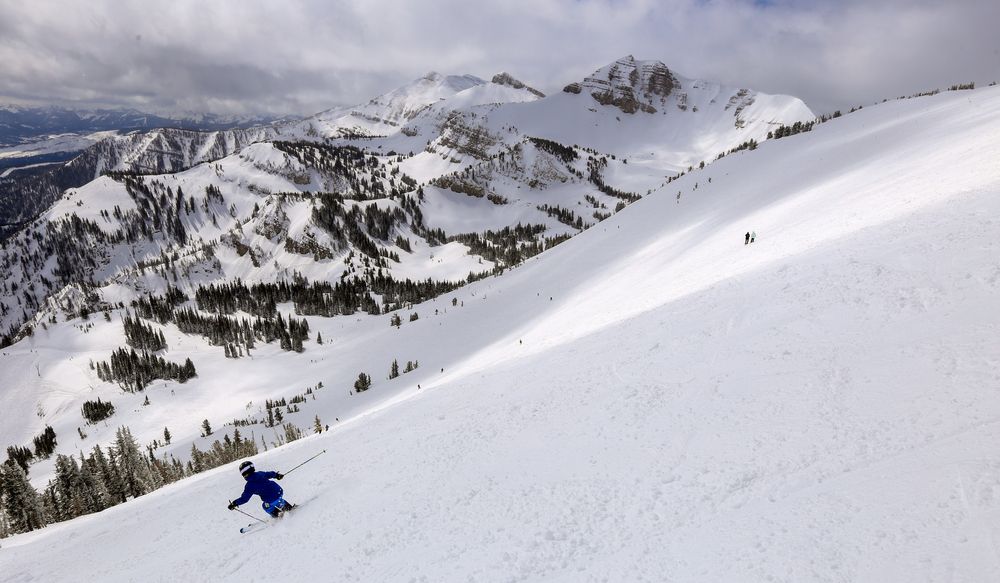 A young boy skiing near Jackson Hole Mountain Resort