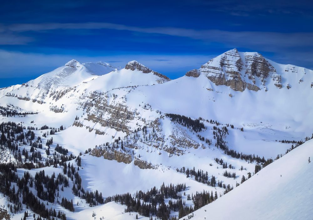 Sceneic view of the snow capped mountains from Jackson Hole Mountain Resort