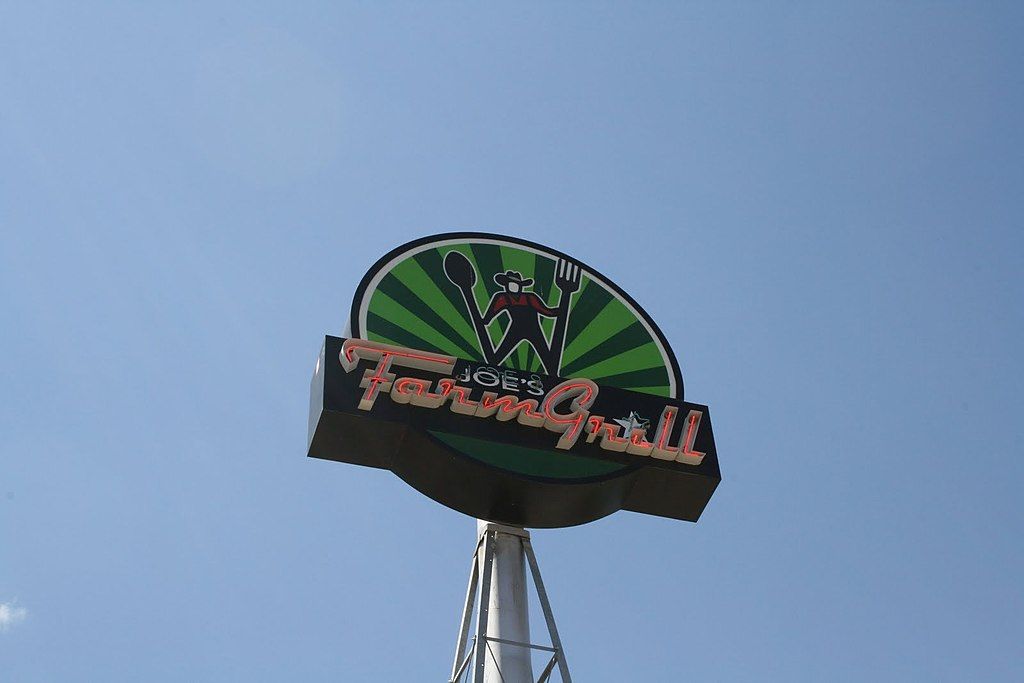 Signage of Joe’s Farm Grill