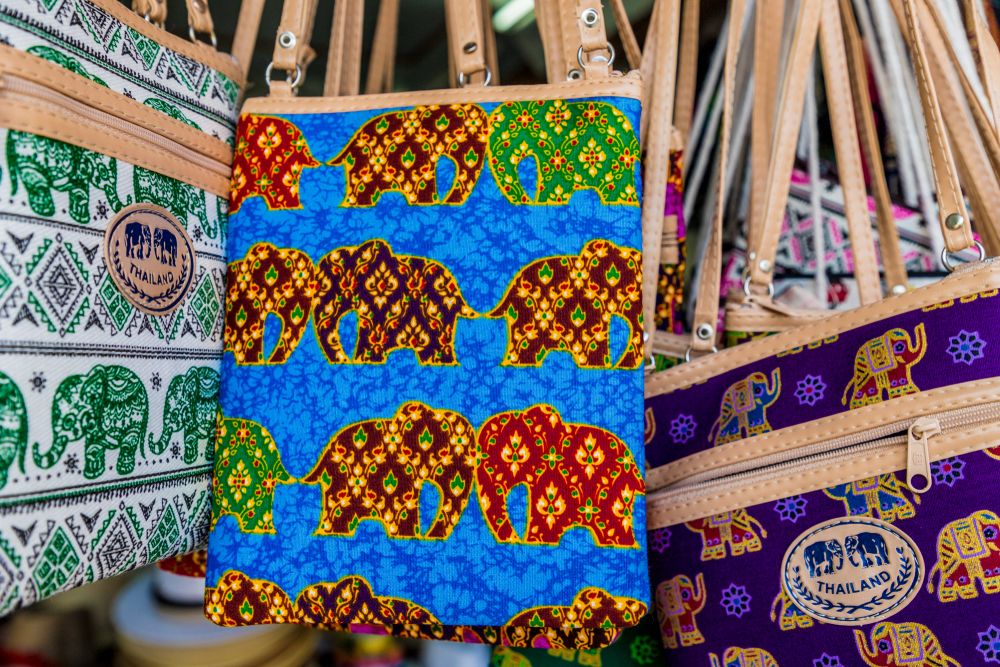 Colorful bags at Karon Bazaar