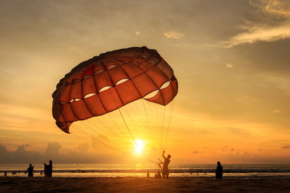 Sunset illuminating a Parasail