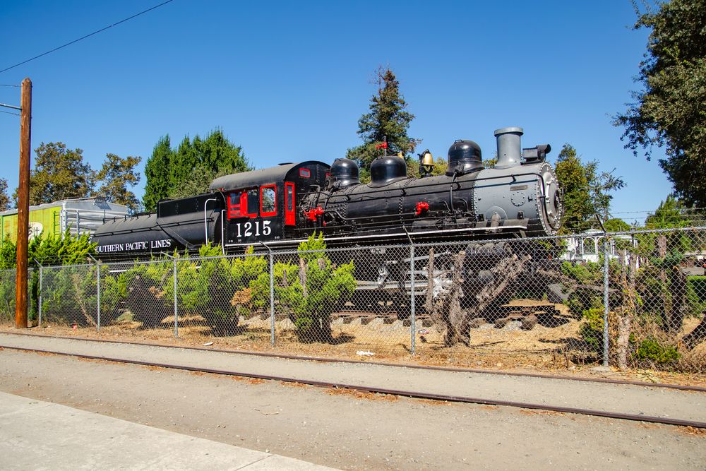 Old steam train kept on display at Kelley Park