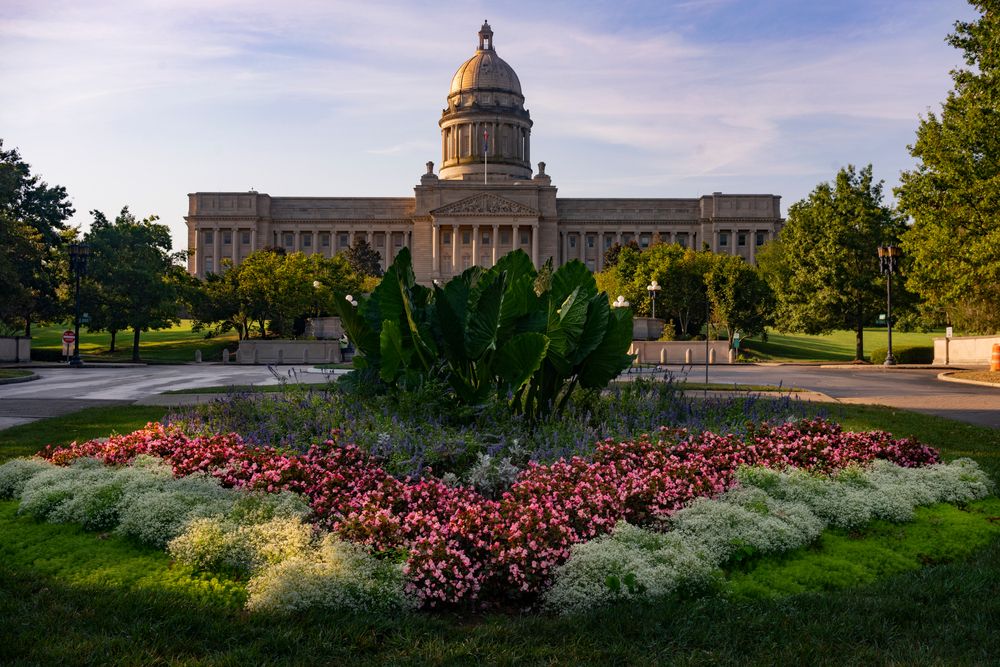 Garden with colorful flowers at Kentucky State Capitol
