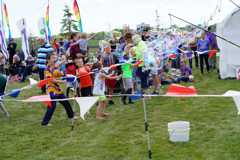 Kids having fun at Kites Over Lake Michigan Event