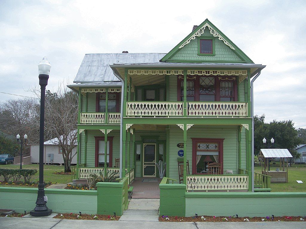 Green exterior of L.B. Brown House