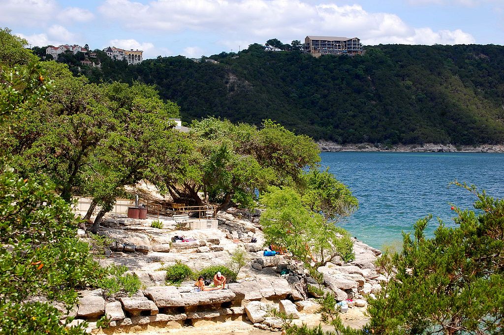 Aerial view of Hippie Hollow Park