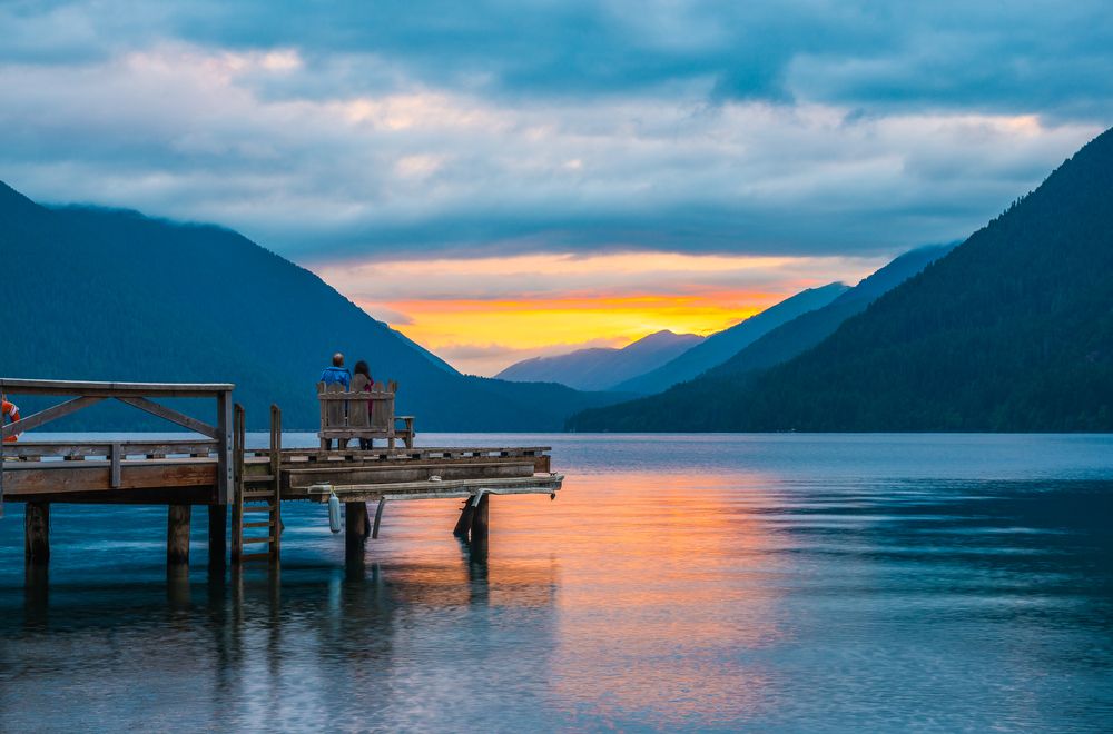 Gorgeous sunset reflecting on Lake Crescent