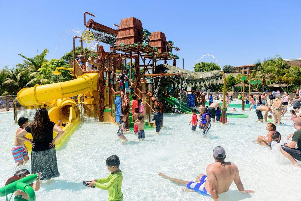 Families enjoying in the water park at Legoland California