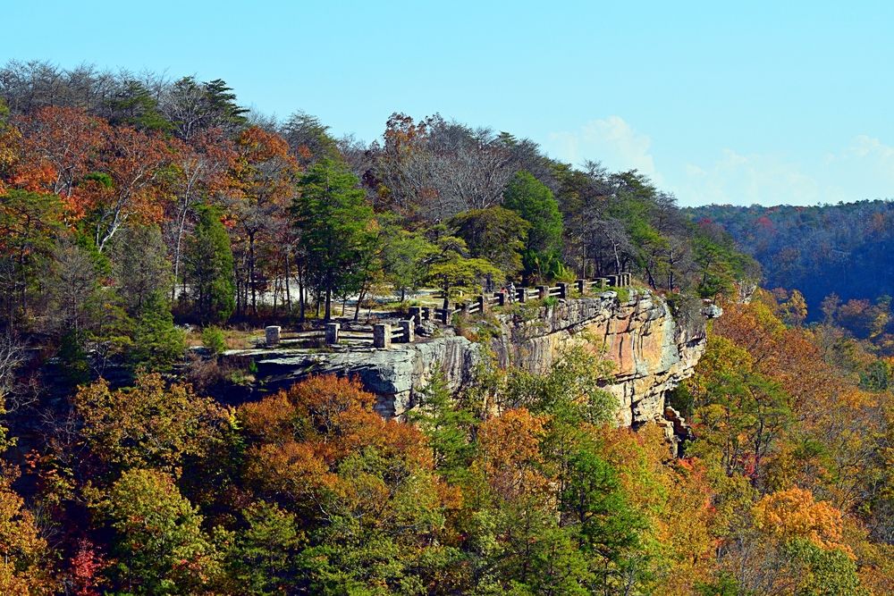 View of the cliffs from Little River Canyon Preserve during autumn