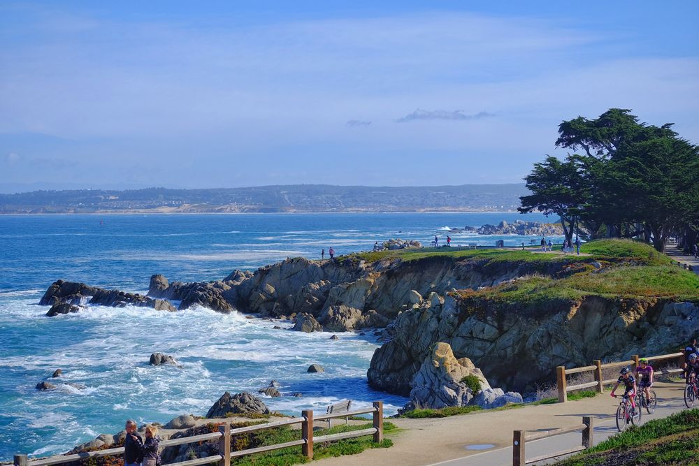 path next to sea at Lovers Point Park and Beach