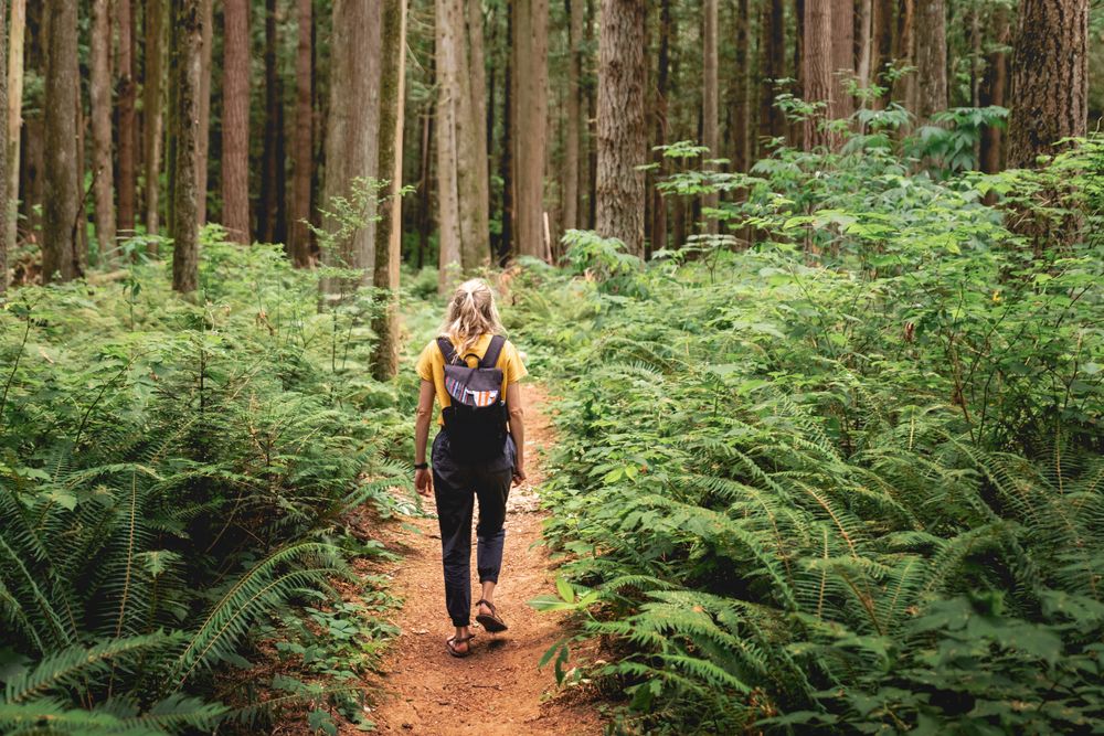 A person hiking Berthusen Park