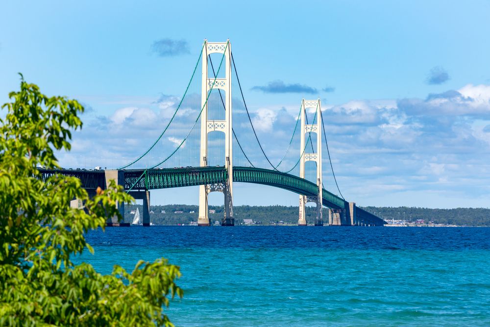 Daytime view of the Mackinac Bridge