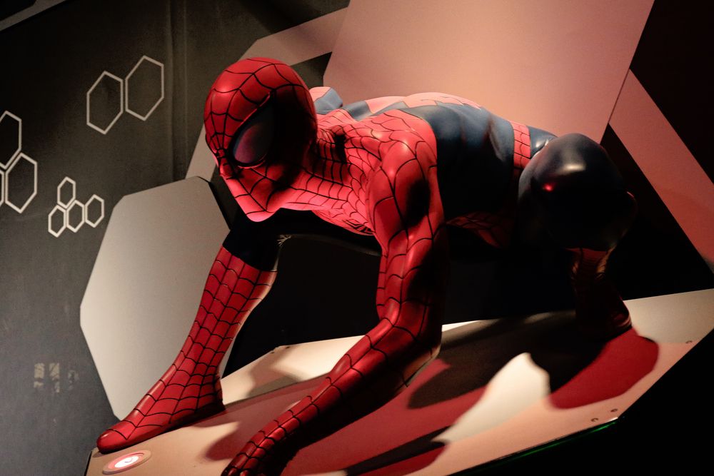 Wax statue of spider man at Madame Tussauds Las Vegas