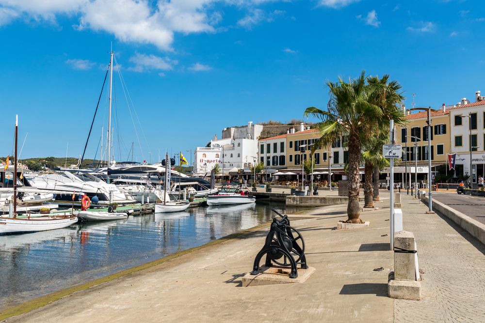 Boats docked at Mahon harbour