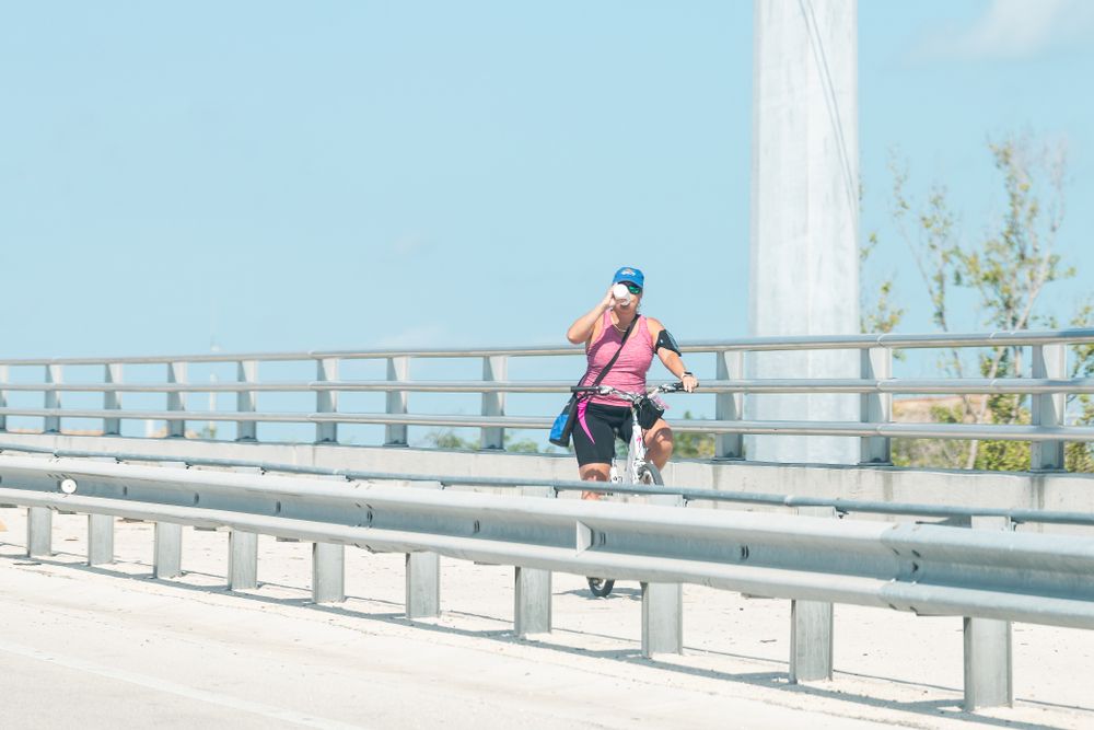 A women enjoying her bike ride in Marathon, FL