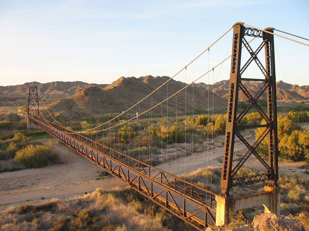 Aerial view of McPhaul Swinging Bridge