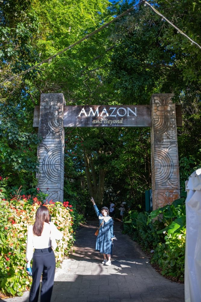 Visitors clicking pictures at Miami Zoo