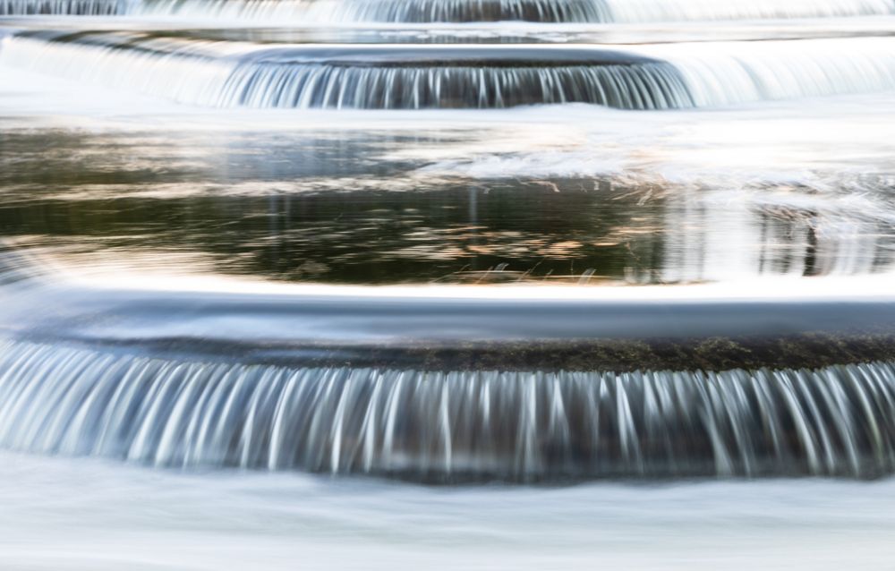 Closeup view of the waterfall at Mishawaka Riverwalk