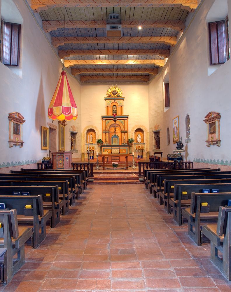 Minimal interior of Mission San Diego de Alcala