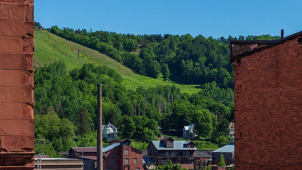 View of Mont Ripley Ski Area on a sunny day