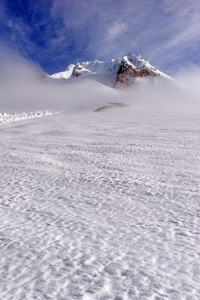 Snow covered terrain on Mount Hood