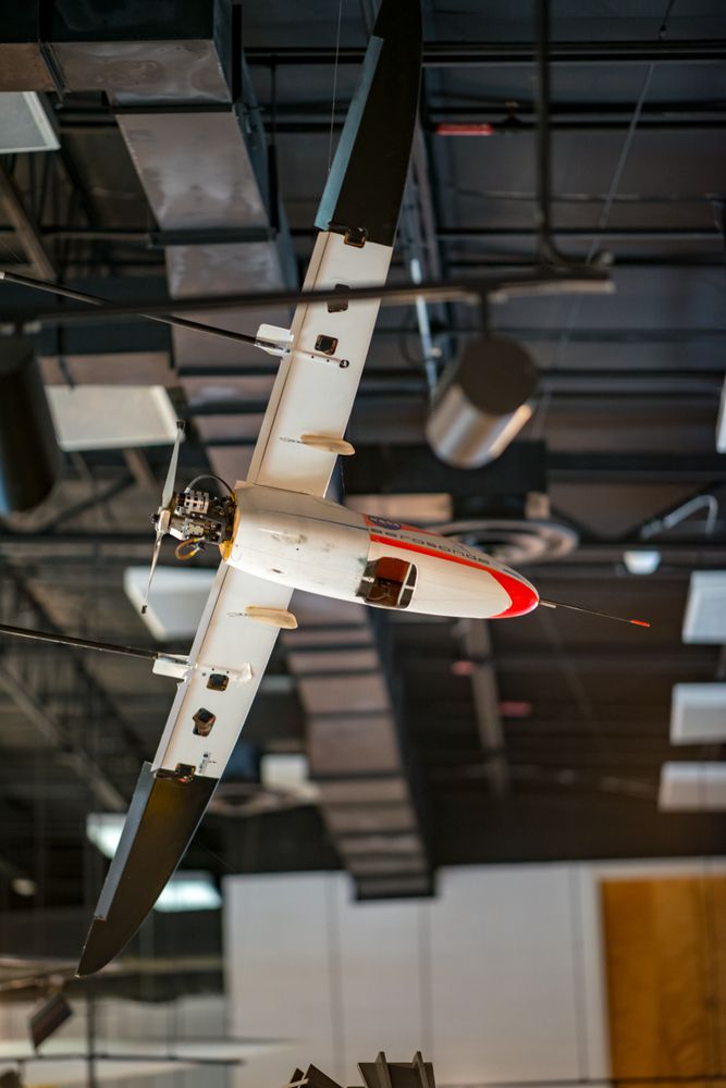 Display of a small model aircraft at NASA Wallops Flight Facility Visitor Center