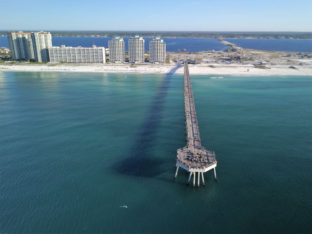 Aerial view of Navarre Beach Fishing Pier