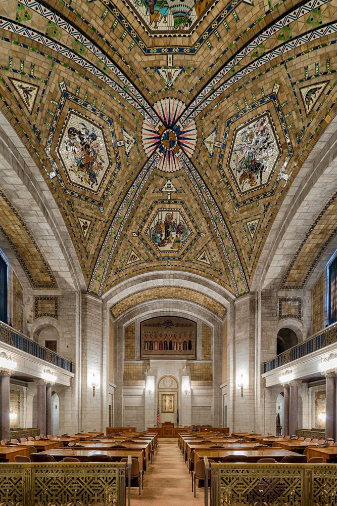Beautiful interior design in a chamber at Nebraska State Capitol