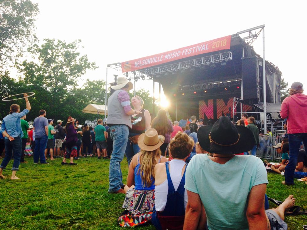 People watching a performance during Nelsonville Music Festival