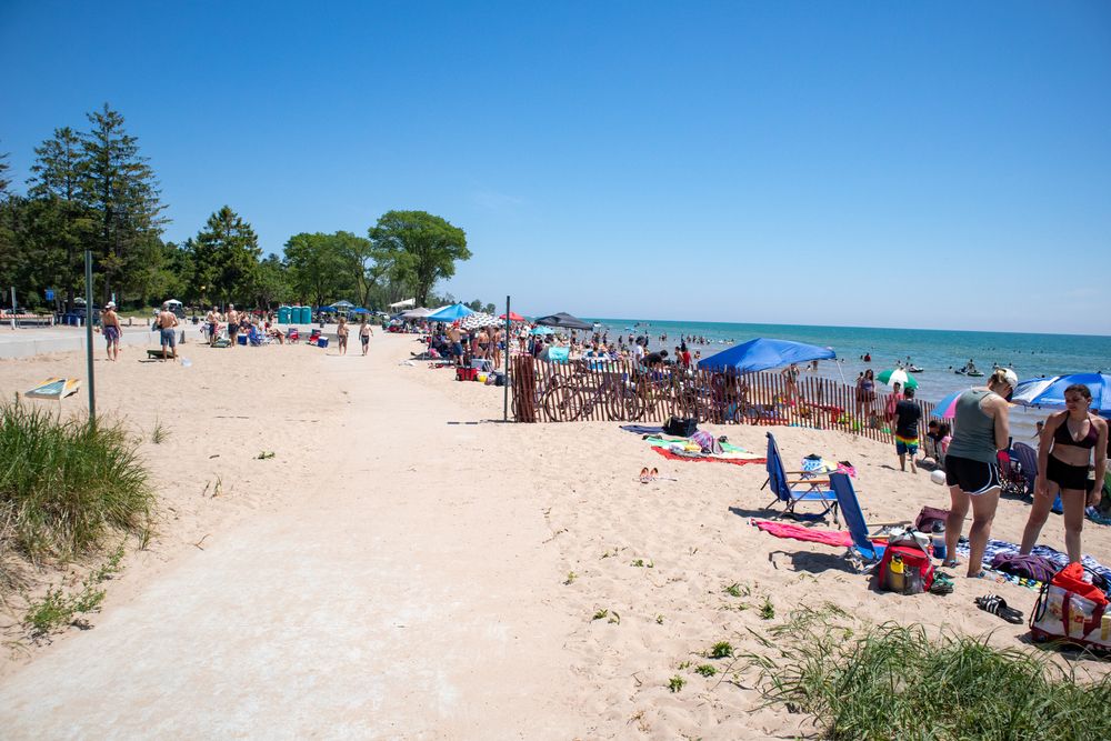 People relaxing at Neshotah Beach
