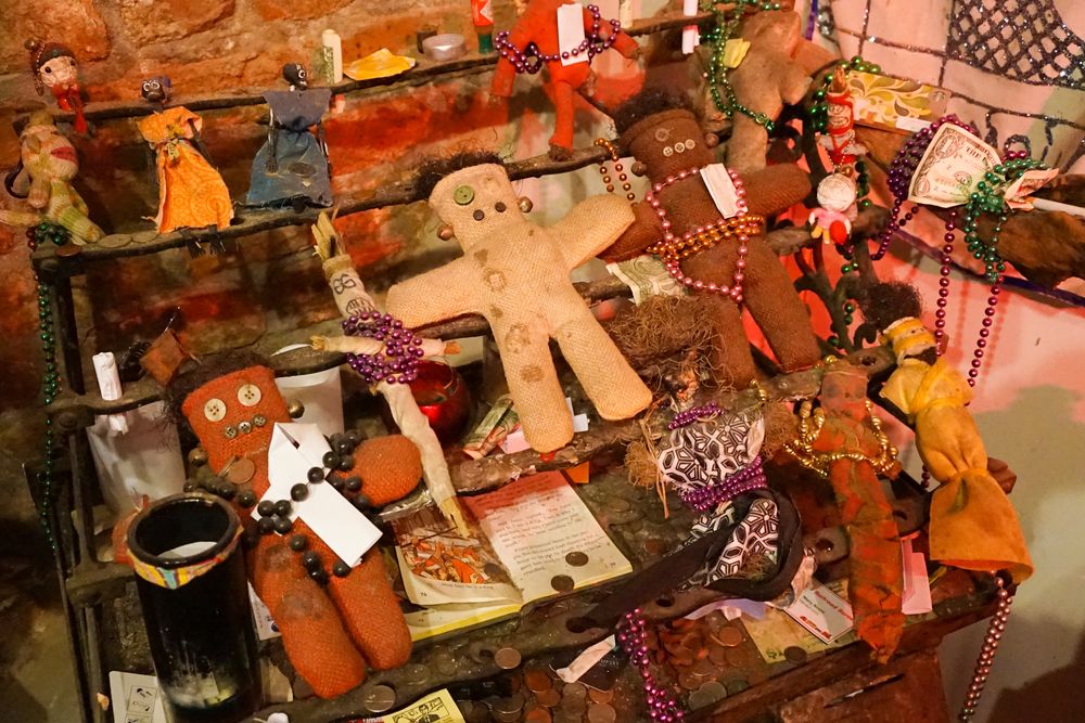 Voodoo dolls in the New Orleans Historic Voodoo Museum