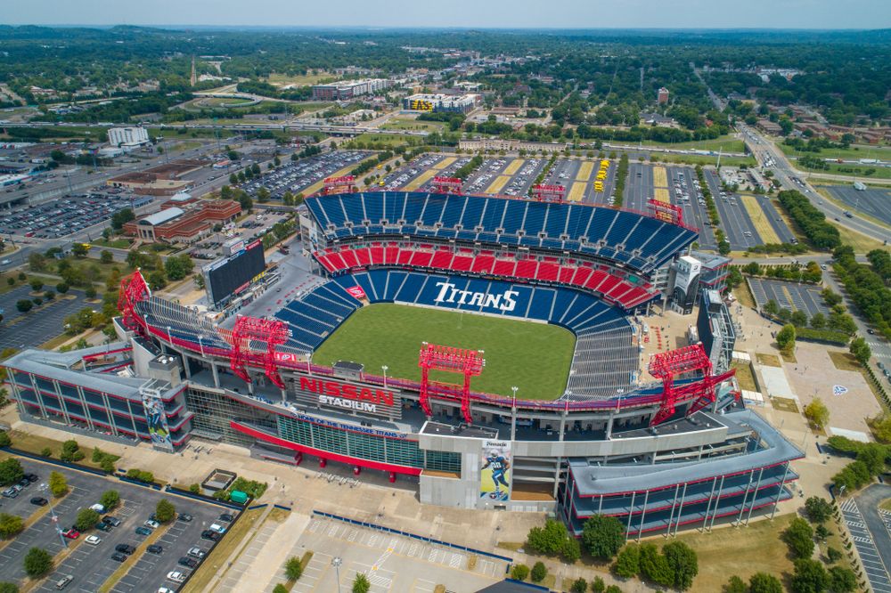 Bird's eye view of the Nissan Stadium