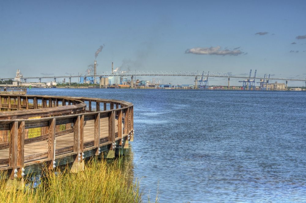 The waters of Cooper river near the Riverfront Park